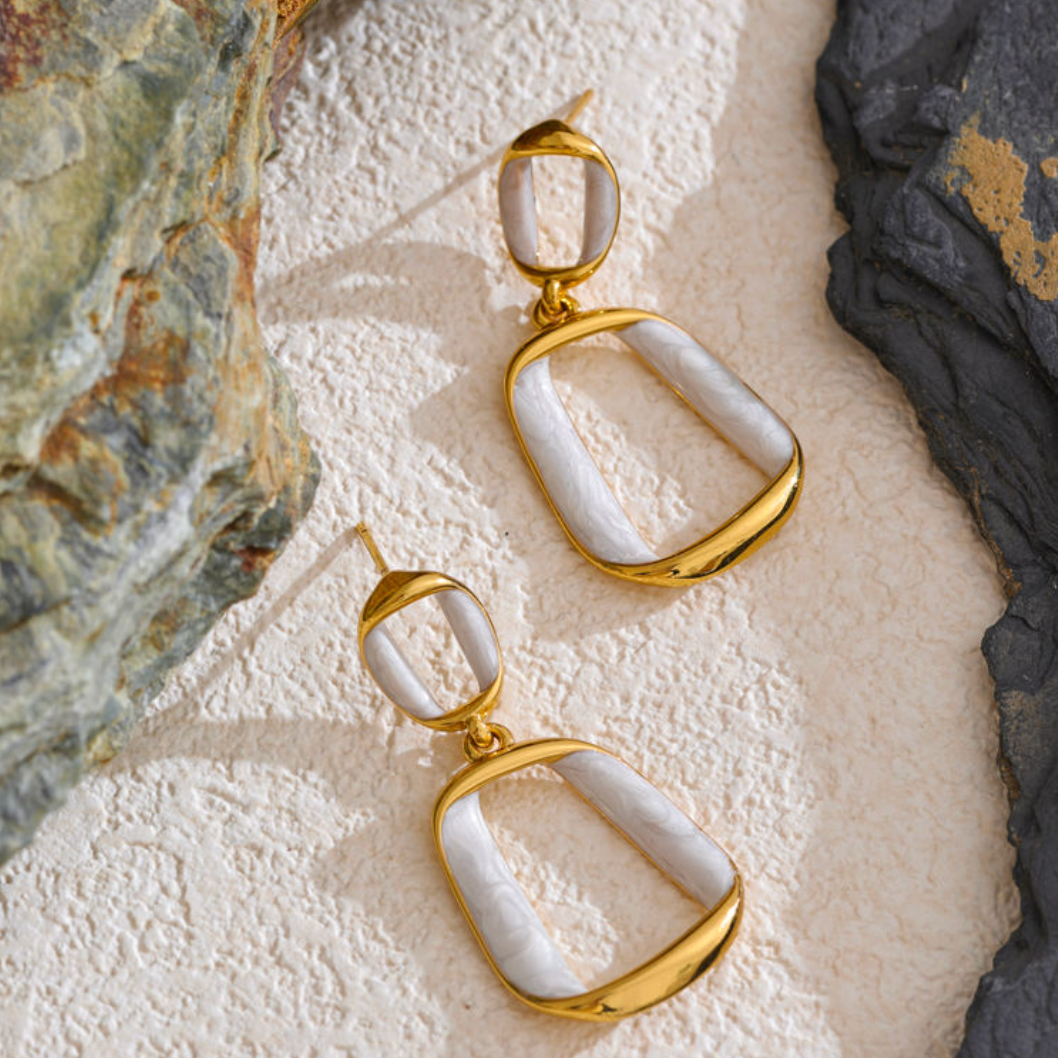 Amara Geometric Drop Earrings