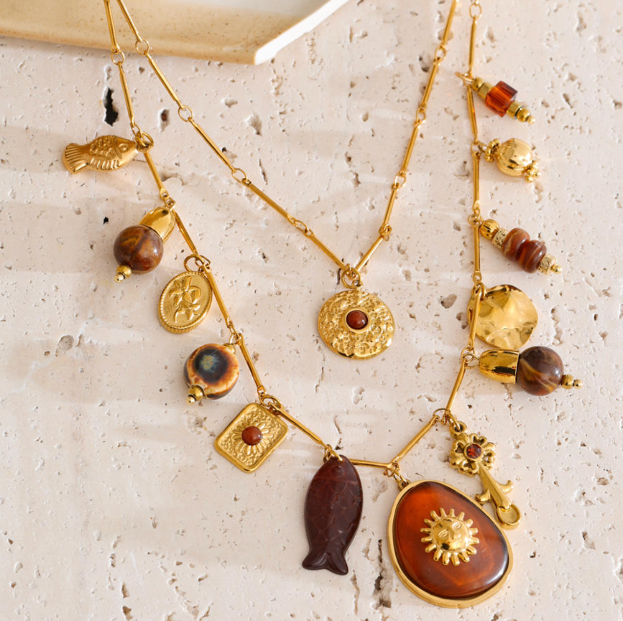 Solstice Layered Amber Necklace