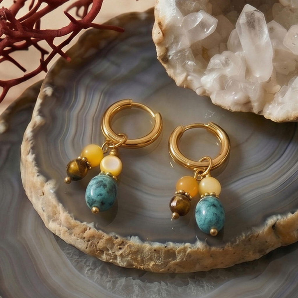 Talia Beaded Gemstone Hoops