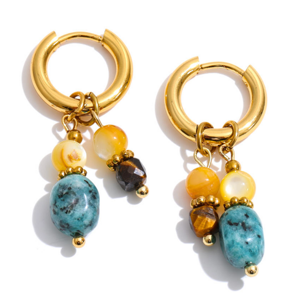 Talia Beaded Gemstone Hoops