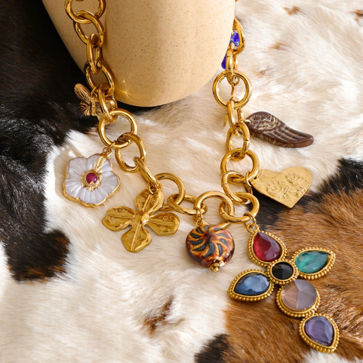 Valencia Gemstone Cross Necklace