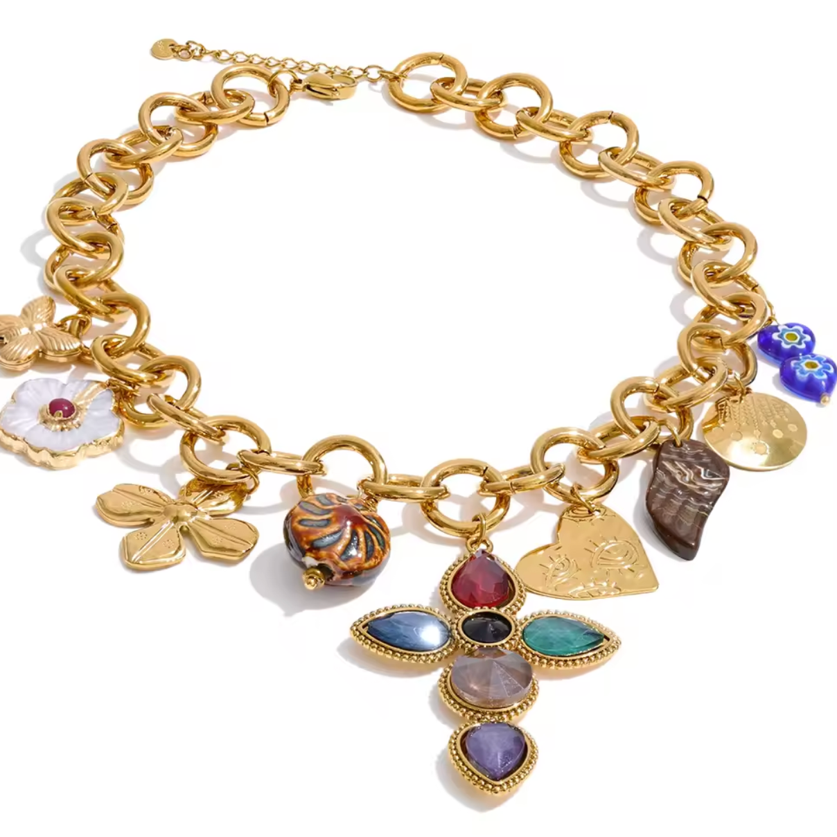Valencia Gemstone Cross Necklace