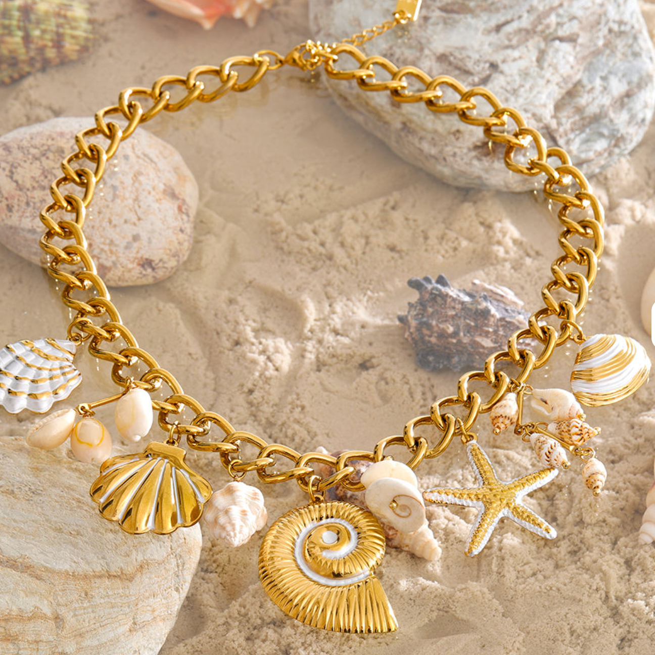 Riviera Gold Seashell Necklace